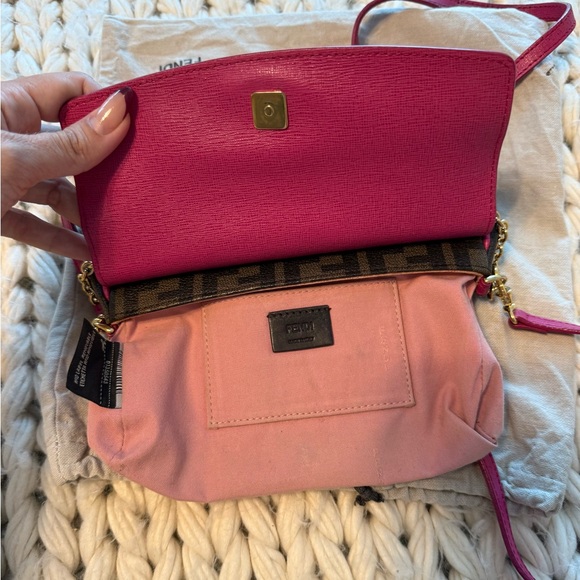 Authentic FENDI 2015 Zucca Pink cyclamin & Tobacco
Mini Pouch wt box and tags - Picture 13 of 16
